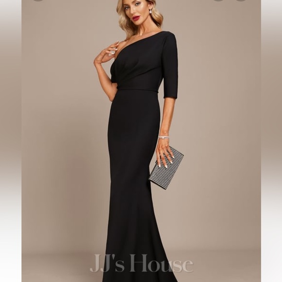 JJ’s House Sheath/Column Asymmetrical Floor-Length Stretch Crepe - Picture 4 of 9